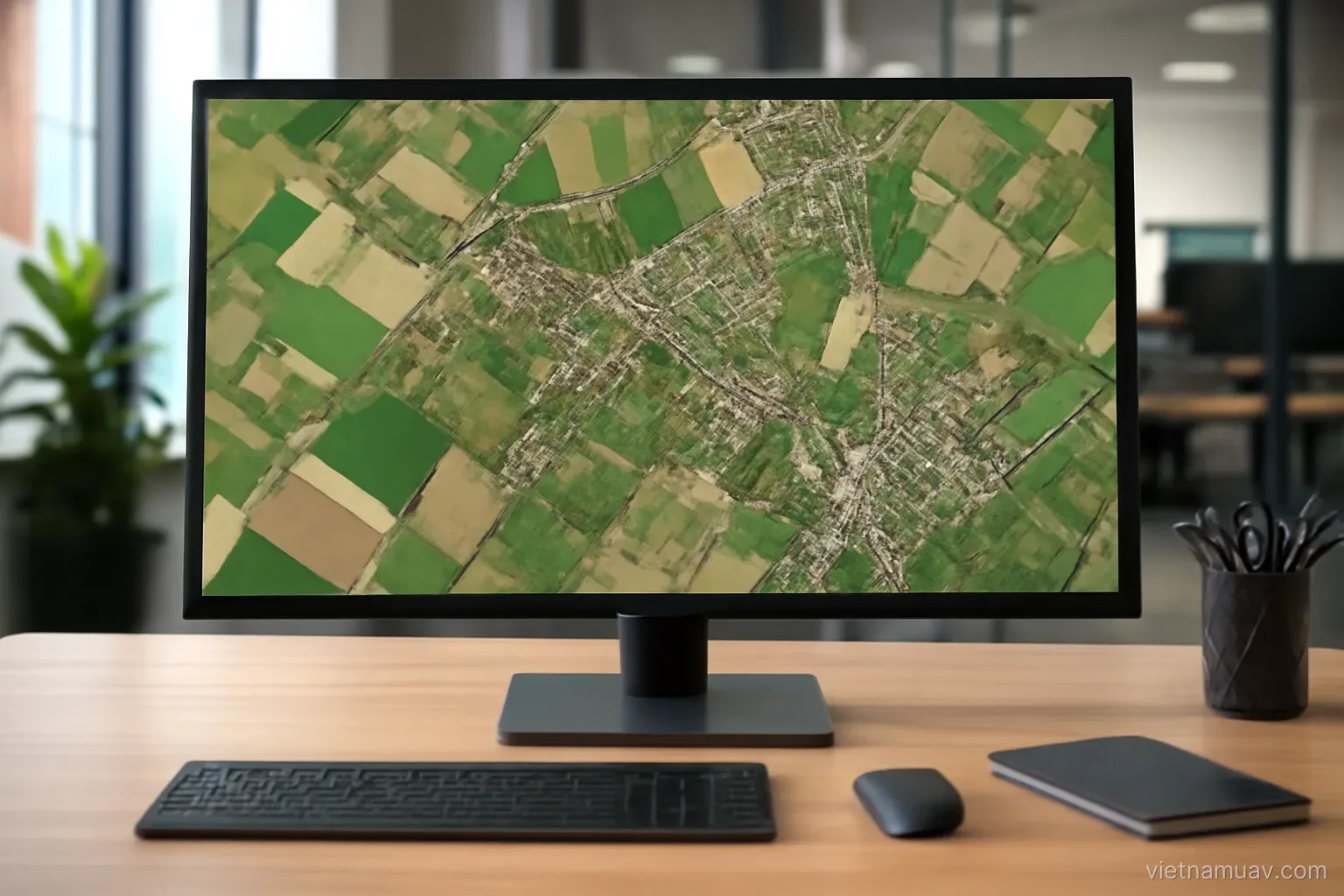 Orthomosaic map on a monitor