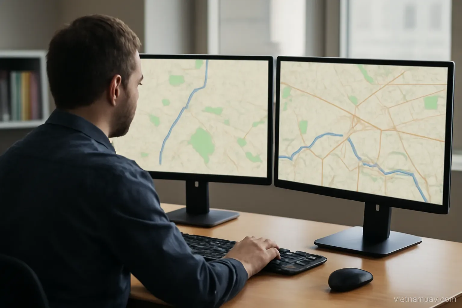 Reviewing maps on dual monitors