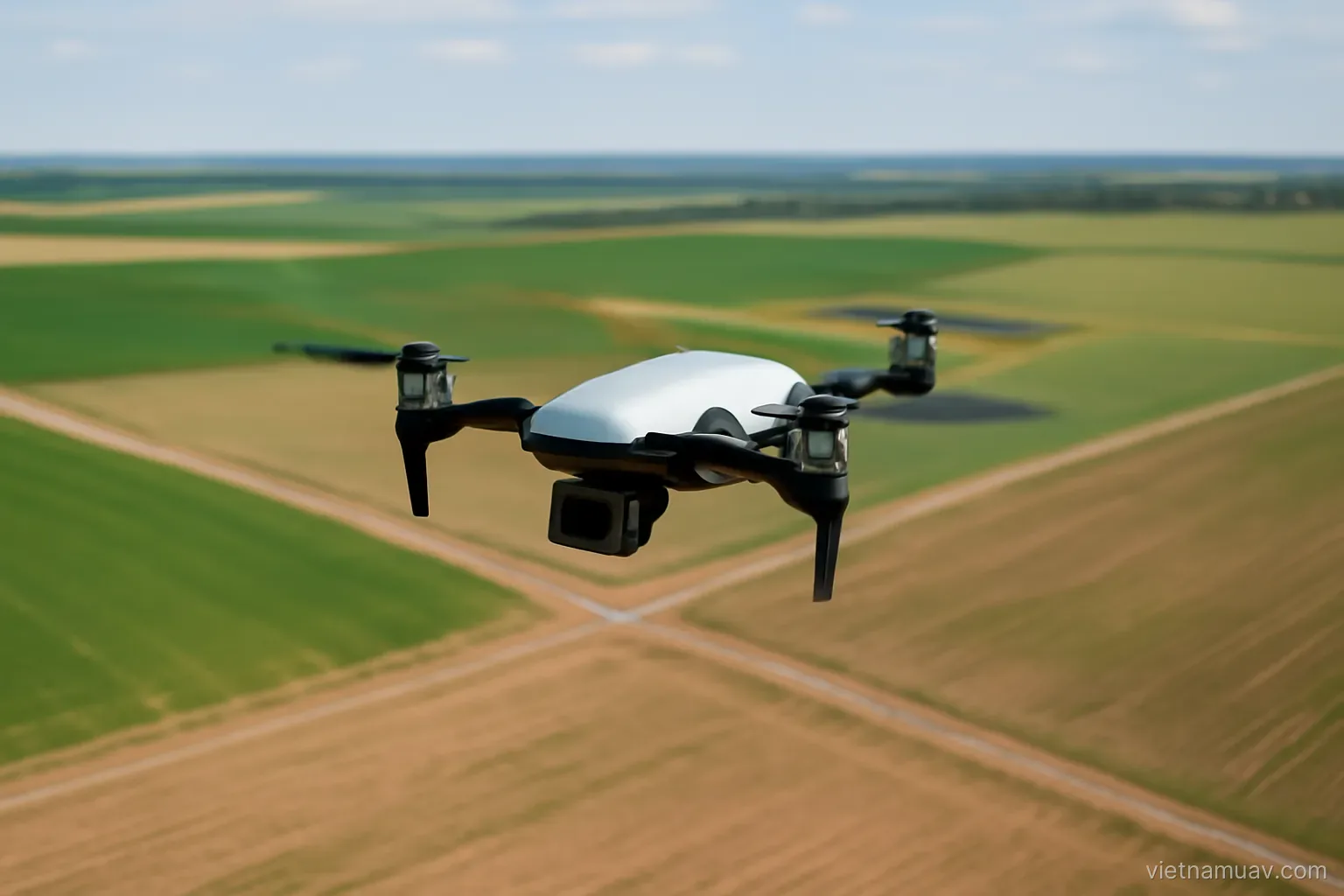 Survey drone above open terrain